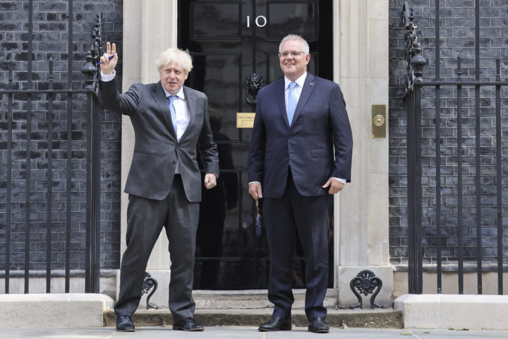 Boris Johnson & Scott Morrison in Downing Street | Picture by Tim Hammond / No 10 Downing Street | June 2021