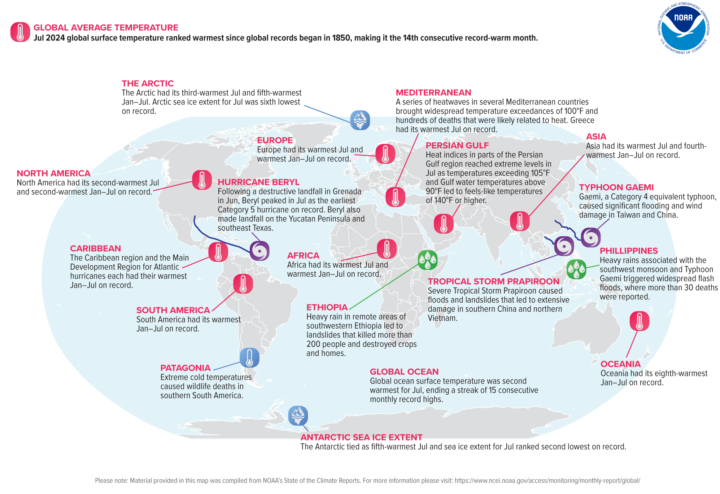 Selected significant climate anomalies and events - July 2024 | NCEI, NOAA