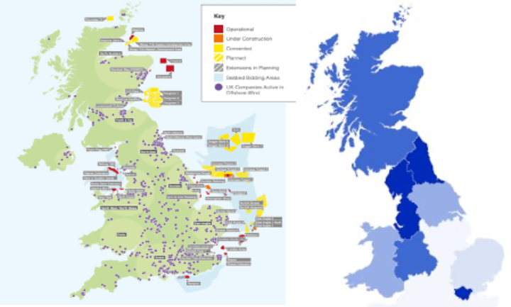 RenewableUK map of prospective and current offshore wind projects