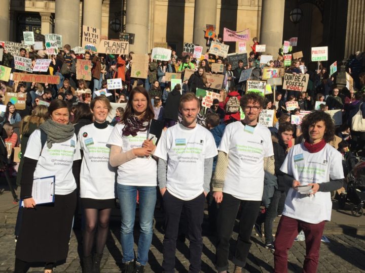 The Priestley team at a climate strike in Leeds.