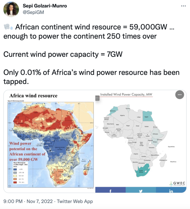 Sepi tweet on Africa wind potential