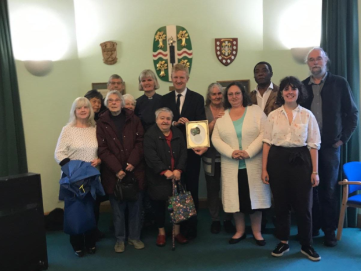 St Michael’s and All Angels Church in Borehamwood, with their MP Oliver Dowden