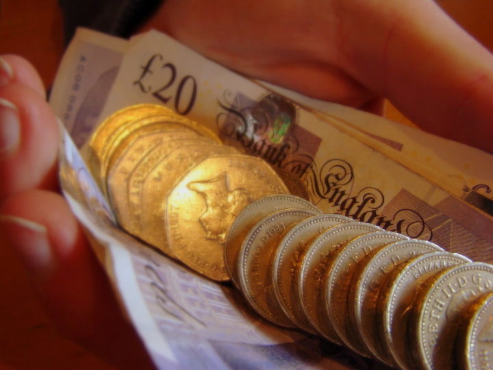 English pounds and notes