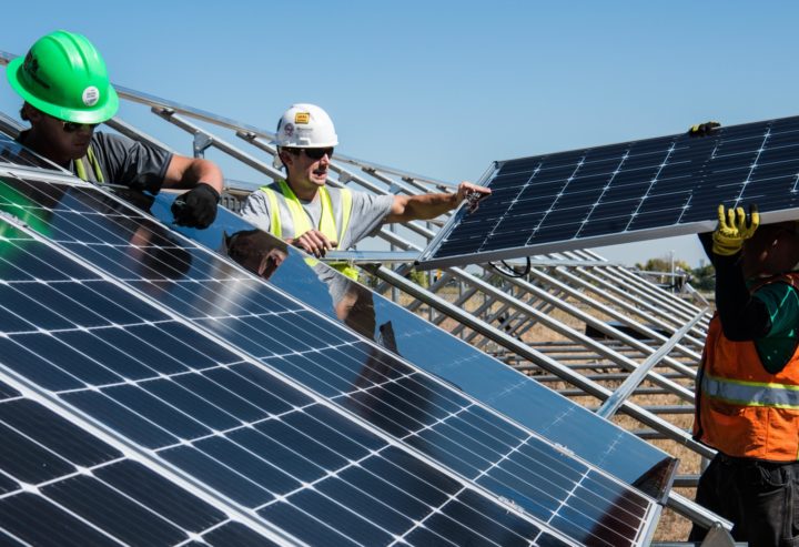 Solar panels being installed
