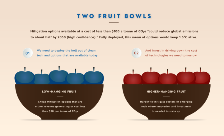 IPCC AR6 report mitigation fruit bowls