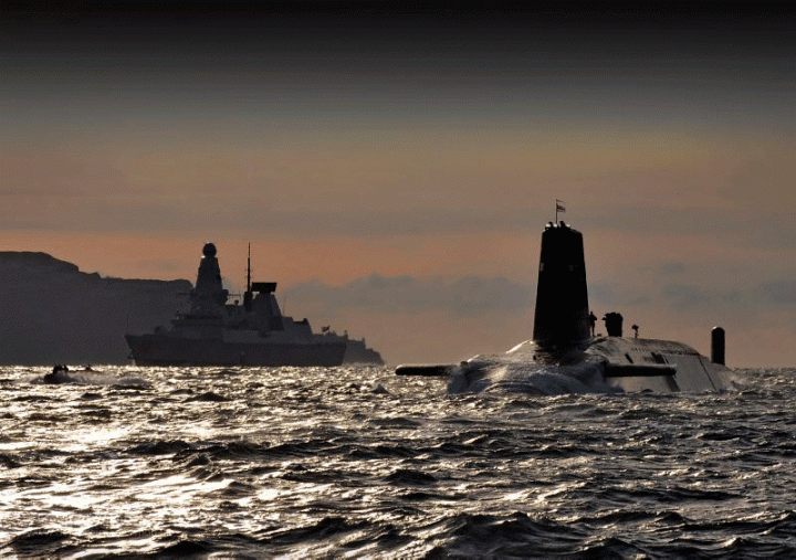 Military nuclear submarines in the ocean